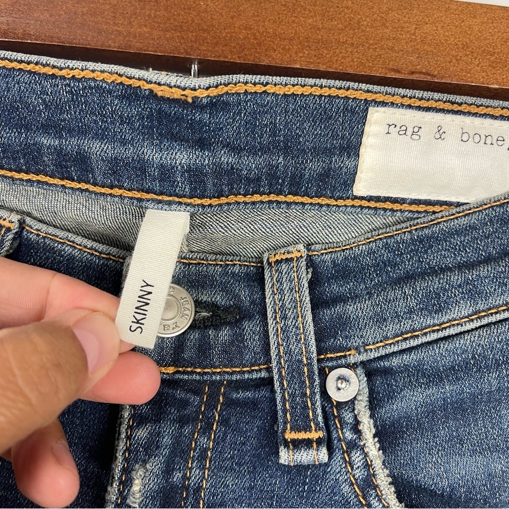 Rag & Bone La Paz Skinny Jeans Distressed Women's Size 26 Dark Wash Blue Casual - Picture 5 of 9